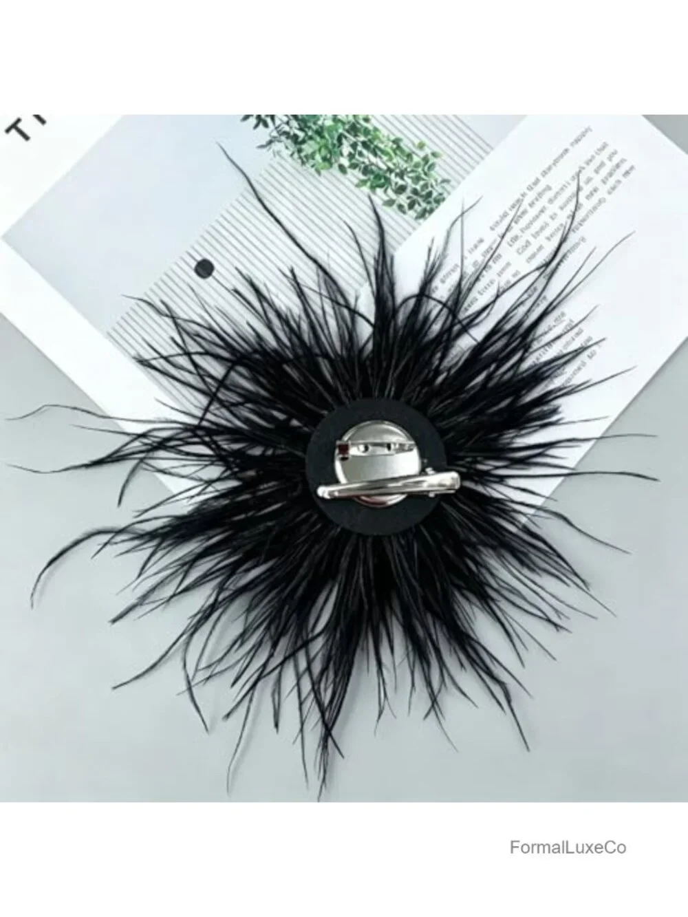 Large Fluffy Ostrich Feather Brooch Pin Floral Corsage for Women Wedding Party